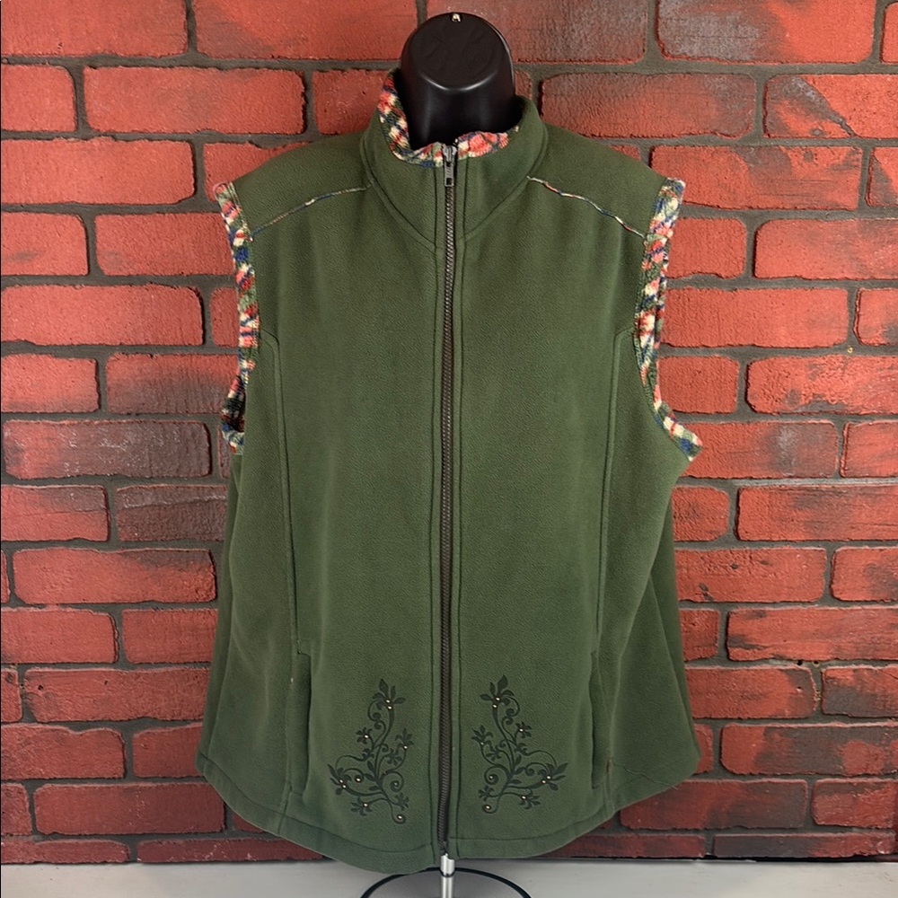 Artisans Green Vest Womens XXL Fleece